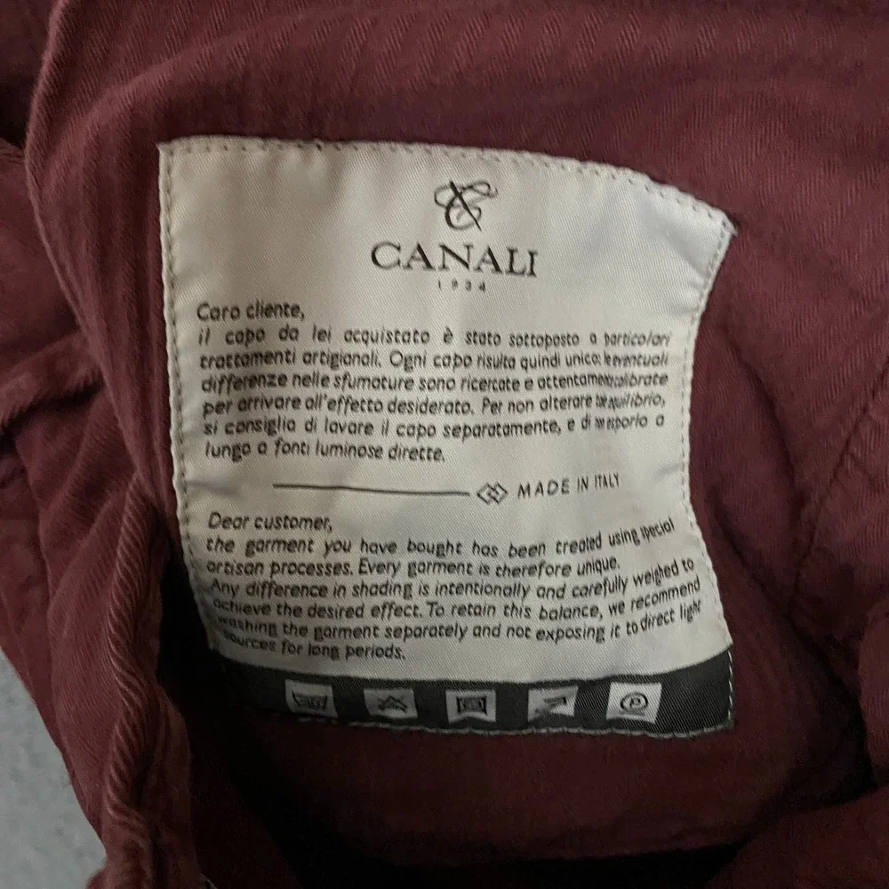 Canali Pants FITS Mens 33x31 Red Chino Trousers Cotton Twill Flat Front Italy